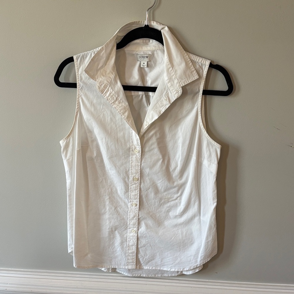 J Crew Factory Sleeveless Button down, white, medium